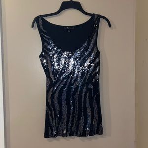 Sequined black and silver (L) tank from Express.